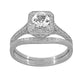Platinum Art Deco Engraved Wheat Curved Thin Wedding Ring