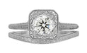 Platinum Art Deco Engraved Wheat Curved Thin Wedding Ring