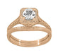 14 Karat Rose Gold Art Deco Engraved Wheat Thin Curved Wedding Ring