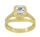 Yellow Gold Art Deco Engraved Wheat Contoured Thin Wedding Ring