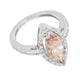 Mid Century Marquise Morganite Statement Ring with Diamonds in 18 Karat White Gold