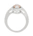 Mid Century Marquise Morganite Statement Ring with Diamonds in 18 Karat White Gold
