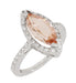 Mid Century Marquise Morganite Statement Ring with Diamonds in 18 Karat White Gold