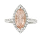 Mid Century Marquise Morganite Statement Ring with Diamonds in 18 Karat White Gold
