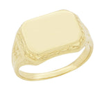 Vintage Style Victorian Rectangle Seal Signet Ring for Men in Yellow Gold - 10K or 14K