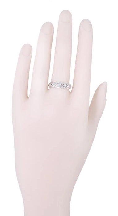 Lakeville Estate Diamond Wedding Band in Platinum - Art Deco Filigree - Size 8.5 - alternate view
