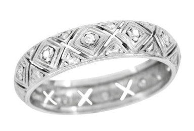 Lakeville Estate Diamond Wedding Band in Platinum - Art Deco Filigree - Size 8.5