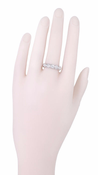 Art Deco Hampton Diamond 1920's Antique Wedding Band in Platinum - Size 8 1/4 - Item: R1173 - Image: 2