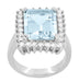 Mid Century Modern Emerald Cut 6.2 Carat Aquamarine Ballerina Ring with Diamonds in 18 Karat White Gold