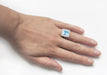 Mid Century Modern Emerald Cut 6.2 Carat Aquamarine Ballerina Ring with Diamonds in 18 Karat White Gold