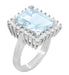 1950's Vintage Ballerina Ring with 6.2 Carat Rectangular Aquamarine Framed with Diamonds in 18K White Gold - R1176WA