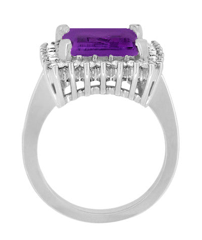 1950's Retro Ballerina Amethyst Cocktail Ring with Diamonds in 18 Karat White Gold - Item: R1176WAM - Image: 5