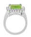 Side of 1950's Ballerina Large Peridot Ring Framed with Side Diamonds in 18K White Gold - R1176WPER