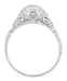 Adaline Edwardian Filigree Dome Antique Solitaire Diamond Engagement Ring in 18 Karat White Gold