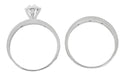 Starburst 1960's Diamond Engagement Ring and Wedding Band Set in 14 Karat White Gold