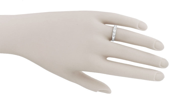 Allendra 1980's Vintage Platinum Diamond Wedding Ring with Channel Set Round and Baguette Diamonds - Item: R1186 - Image: 5