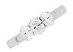 1980's Vintage Trio Oval Diamonds Engagement Ring in 14 Karat White Gold