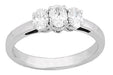 1980's Vintage Trio Oval Diamonds Engagement Ring in 14 Karat White Gold