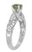 Art Deco Filigree Charlene Green Sapphire Engagement Ring with Side Diamonds in 14 Karat White Gold
