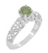 Art Deco Filigree Charlene Green Sapphire Engagement Ring with Side Diamonds in 14 Karat White Gold