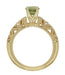 Art Deco Charlene Filigree Green Sapphire Engagement Ring in 14 Karat Yellow Gold with Side Diamonds