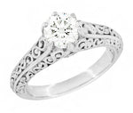 Flowing Scrolls 1/2 Carat Ideal Cut Lab Grown Diamond Filigree Edwardian Engagement Ring in 14 Karat White Gold
