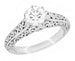 Edwardian Flowing Scrolls 3/4 Carat Diamond Filigree Heirloom Engagement Ring in 14 Karat White Gold