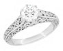 Edwardian Flowing Scrolls 3/4 Carat Diamond Filigree Heirloom Engagement Ring in 14 Karat White Gold