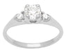Delano Mid Century Modern 0.57 Carat Vintage Old Mine Cut Diamond Engagement Ring in 14 Karat White Gold