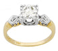 Hallie 1950's Vintage 1 Carat Diamond Engagement Ring in Two-Tone 14 Karat White and Yellow Gold