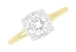 1950's Mixed Metals Illusion Solitaire Vintage Style Diamond Engagement Ring in 14 Karat Two Tone Yellow & White Gold