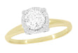 1950's Mixed Metals Illusion Solitaire Vintage Style Diamond Engagement Ring in 14 Karat Two Tone Yellow & White Gold