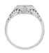 Side Floral Filigree Sculptural Design on Vintage Diamond Engagement Ring with Low Setting