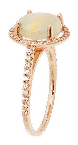 Translucent Opal Halo Ring in 14 Karat Rose Gold with Diamonds - Grisey's Ring - 2.60 Carats - 11mm Opal - Item: R1218RO - Image: 3