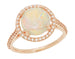 Translucent Opal Halo Ring in 14 Karat Rose Gold with Diamonds - Grisey's Ring - 2.60 Carats - 11mm Opal