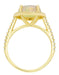 Yellow Gold Cabochon Round Opal Ring with Halo Side Diamonds - 2.60 Carat Opal - Grisey's Ring