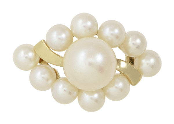 Vintage Mikimoto Pearl Cluster Ring in 14 Karat Yellow Gold - Item: R1219 - Image: 3