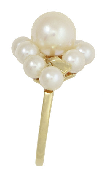 Vintage Mikimoto Pearl Cluster Ring in 14 Karat Yellow Gold - Item: R1219 - Image: 4