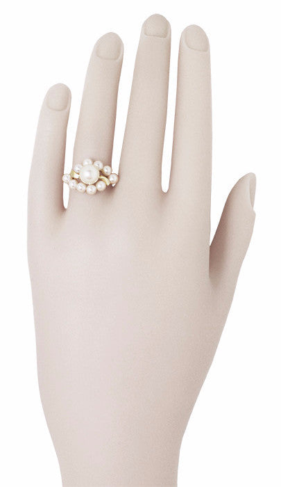Vintage Mikimoto Pearl Cluster Ring in 14 Karat Yellow Gold - Item: R1219 - Image: 6