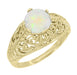 Yellow Gold Edwardian Dome Filigree Solitaire Opal Ring