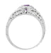 Art Deco Engraved Amethyst and Diamond Filigree Engagement Ring in White Gold - 14K or 18K