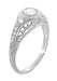 Art Deco Engraved Filigree White Sapphire Engagement Ring in Platinum