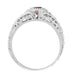 Art Deco Engraved Almandite Garnet and Diamond Filigree Engagement Ring in White Gold - 14K or 18K