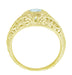 Art Deco Engraved Filigree Yellow Gold Aquamarine and Diamond Engagement Ring