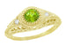 1920's Art Deco Yellow Gold Peridot and Diamond Filigree Engagement Ring