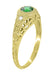 Art Deco Engraved Yellow Gold Tsavorite Garnet Filigree Engagement Ring with Side Diamonds