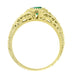 Art Deco Engraved Yellow Gold Tsavorite Garnet Filigree Engagement Ring with Side Diamonds
