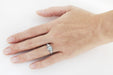 Edwardian Aquamarine and Diamonds Scroll Dome Filigree Engagement Ring in 14 Karat White Gold