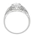 Edwardian Diamond Scroll Dome Filigree Engagement Ring in 14 Karat White Gold