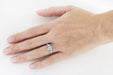 Edwardian Aquamarine and Diamonds Scroll Dome Filigree Engagement Ring in Platinum